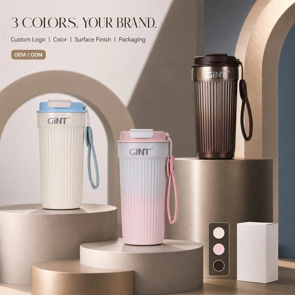 500ML Double Drink Vertical Striped Coffee Cup Supplier best